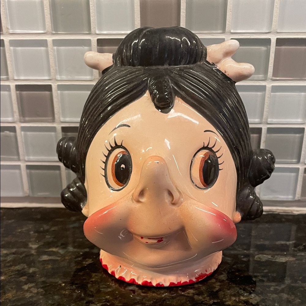 Vintage Kitsch Japan 60’s Ceramic Girl Head ‘Ma” Eyeglass Holder